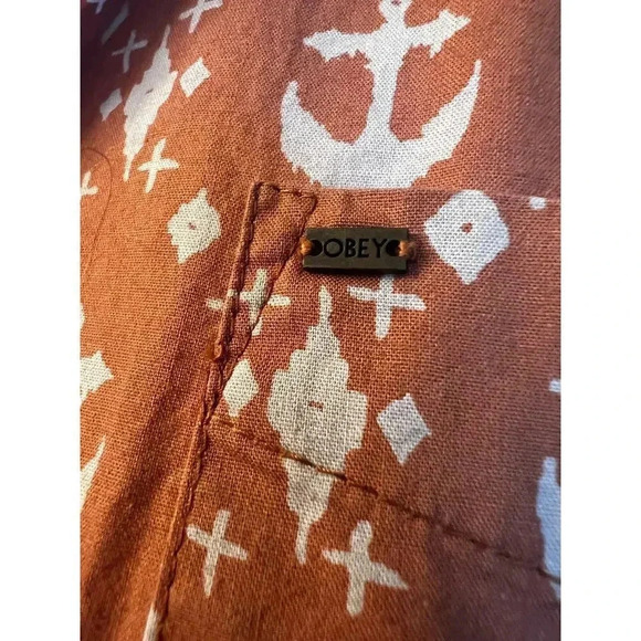 Obey propaganda short sleeve button up shirt anchor design men’s size small - Picture 3 of 5